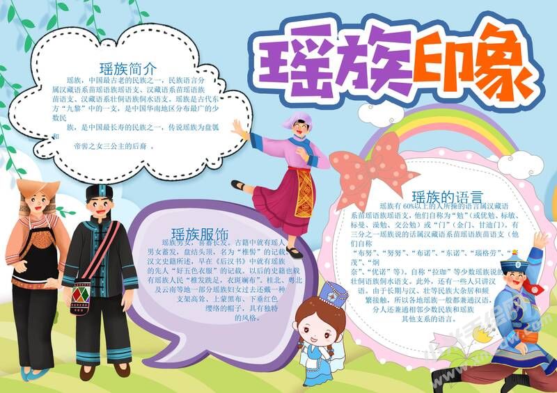 瑤族手抄報(bào)模板：瑤族印象