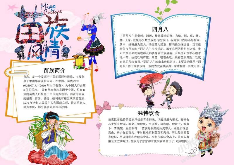 苗族文化手抄報模板：苗族風(fēng)情手抄報