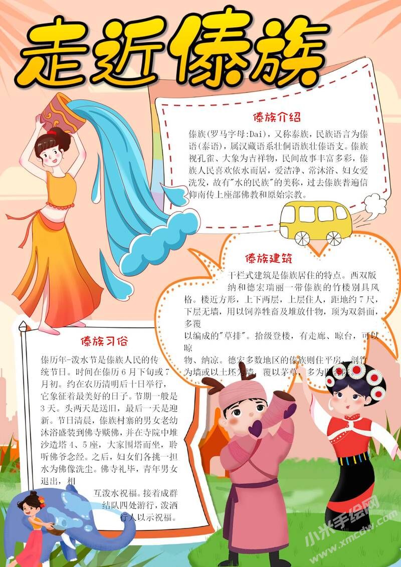 走進傣族手抄報模板.jpg