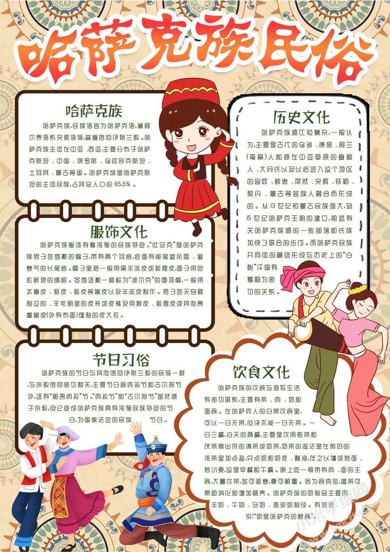 哈薩克族民俗手抄報(bào)模板有字版.jpeg