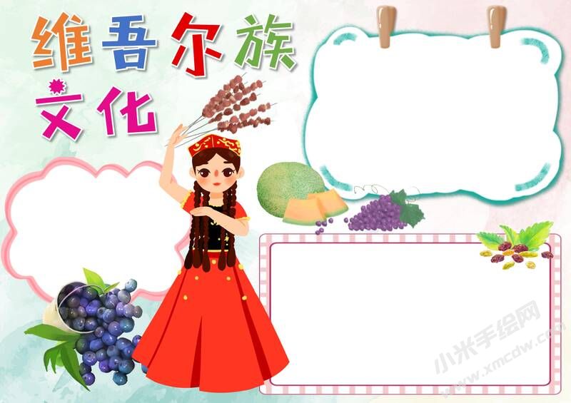 維吾爾族文化手抄報(bào)模板無(wú)字版.jpg