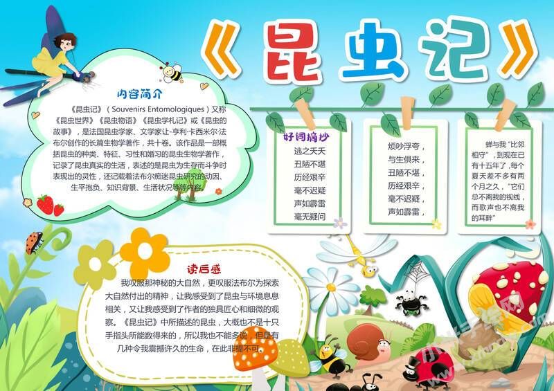 昆蟲記手抄報(bào)模板有字版（第十一版）.jpg