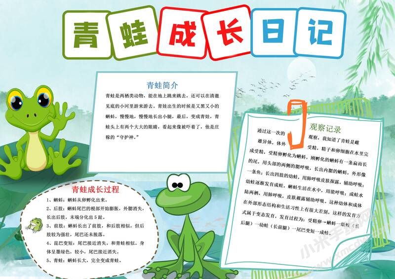 青蛙成長日記手抄報模板有字版.jpg