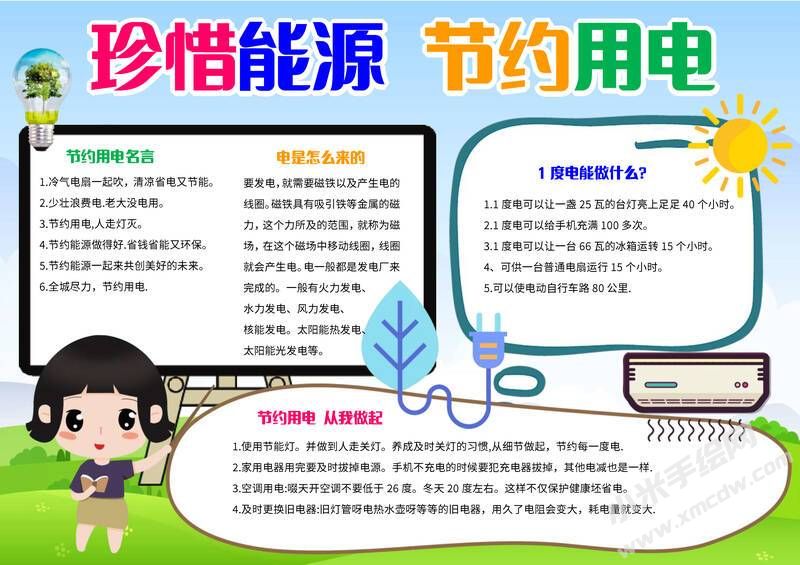 珍惜能源節(jié)約用電手抄報(bào)內(nèi)容模板彩色有字.jpg