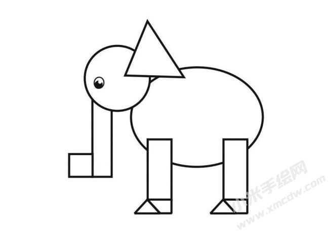 用圖形分步繪制大象簡(jiǎn)筆畫(huà)圖示05.jpg
