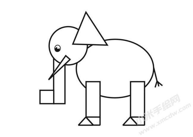 用圖形分步繪制大象簡(jiǎn)筆畫(huà)圖示06.jpg