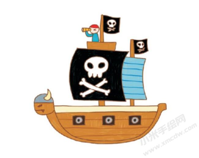 海盜船幼兒簡筆畫分步畫法圖示06.jpg