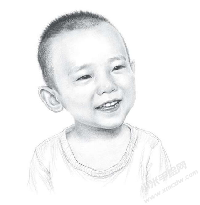 快樂的小男孩素描畫作品.jpg
