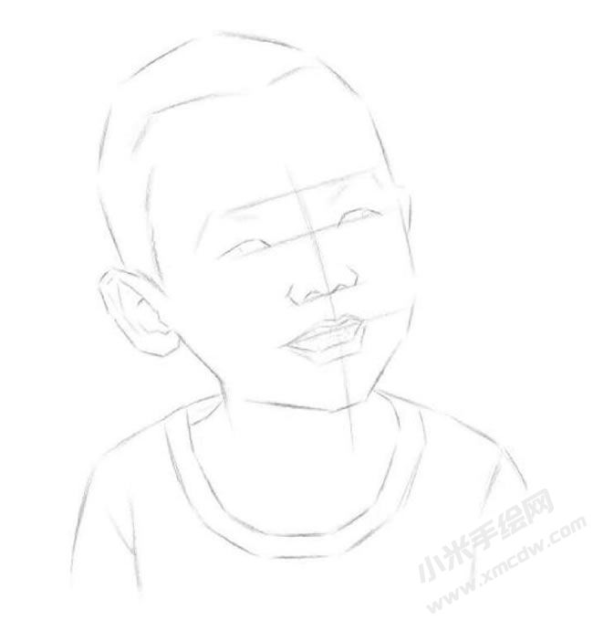快樂的小男孩素描畫法步驟圖示02.jpg