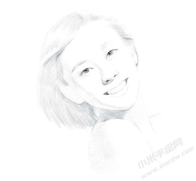 短發(fā)清純女生素描畫法步驟圖示03.jpg