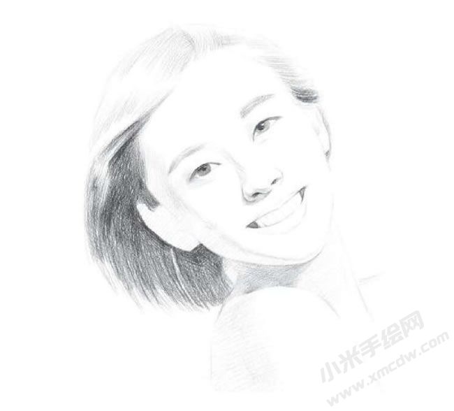 短發(fā)清純女生素描畫法步驟圖示04.jpg