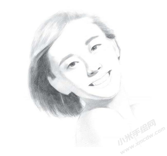 短發(fā)清純女生素描畫法步驟圖示05.jpg