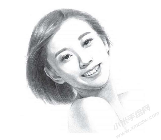 短發(fā)清純女生素描畫法步驟圖示06.jpg