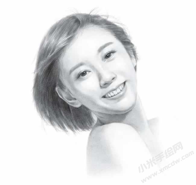 短發(fā)清純女生素描畫法步驟圖示07.jpg