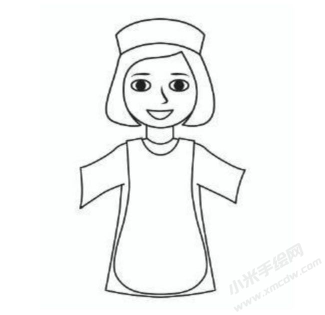 女廚師幼兒簡(jiǎn)筆畫分步畫法圖示03.jpg