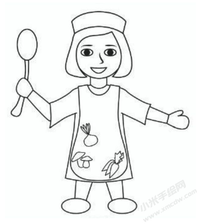 女廚師幼兒簡(jiǎn)筆畫分步畫法圖示04.jpg