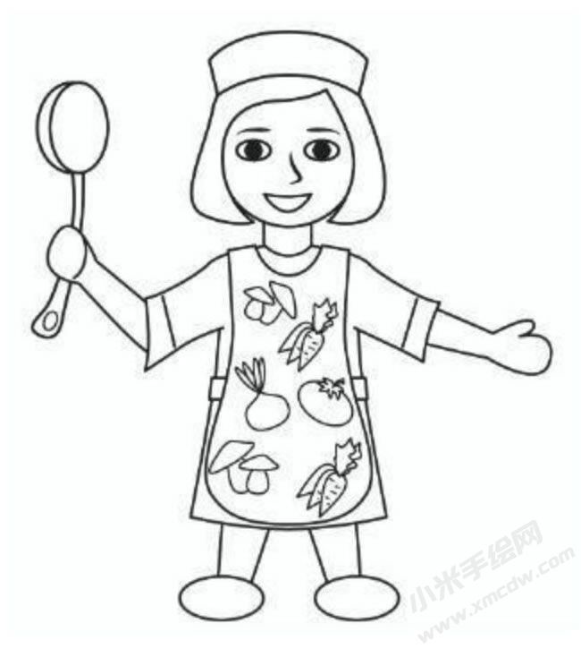 女廚師幼兒簡(jiǎn)筆畫分步畫法圖示05.jpg