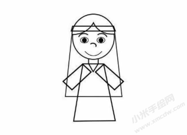 印第安女孩簡(jiǎn)筆畫分步繪制圖示03.jpg