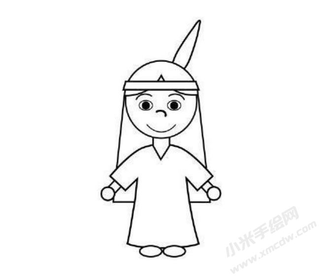 印第安女孩簡(jiǎn)筆畫分步繪制圖示04.jpg