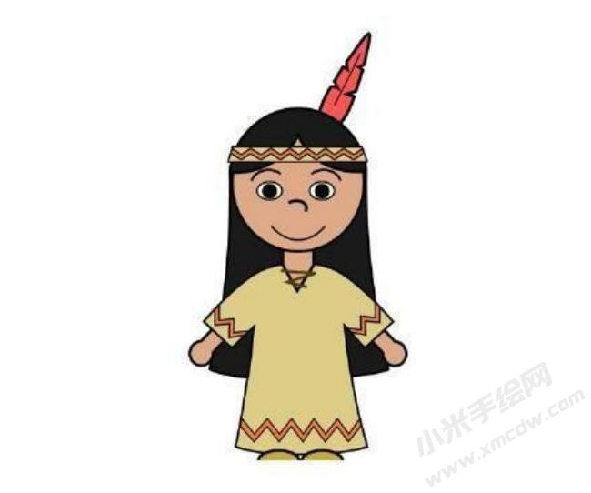 印第安女孩簡(jiǎn)筆畫分步繪制圖示06.jpg