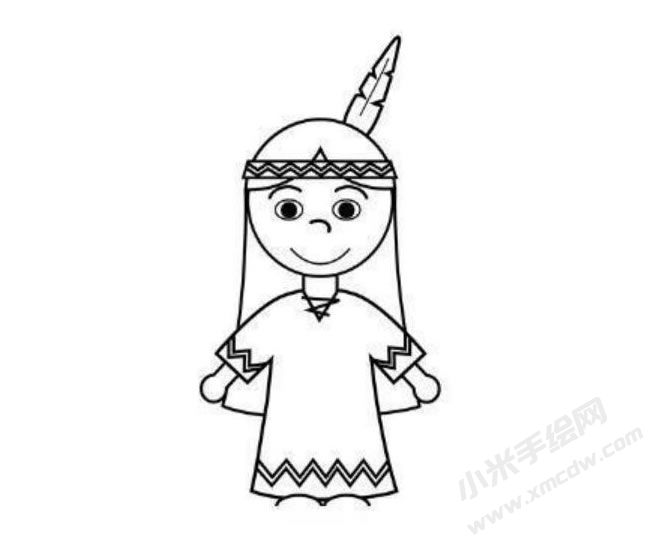 印第安女孩簡(jiǎn)筆畫分步繪制圖示05.jpg