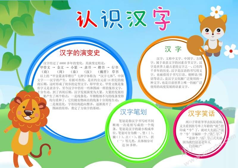 認識漢字手抄報內(nèi)容模板有字版.jpg