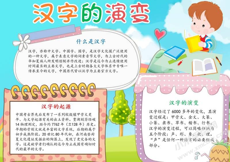漢字的演變手抄報內(nèi)容模板有字版.jpg