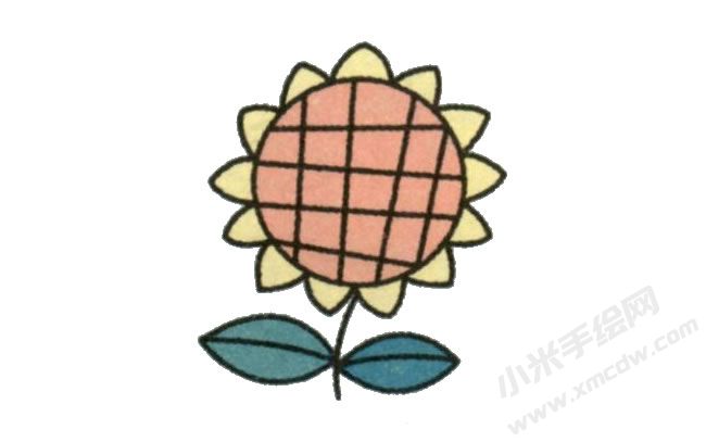 一步一筆簡(jiǎn)筆畫向日葵步驟圖示06.jpg