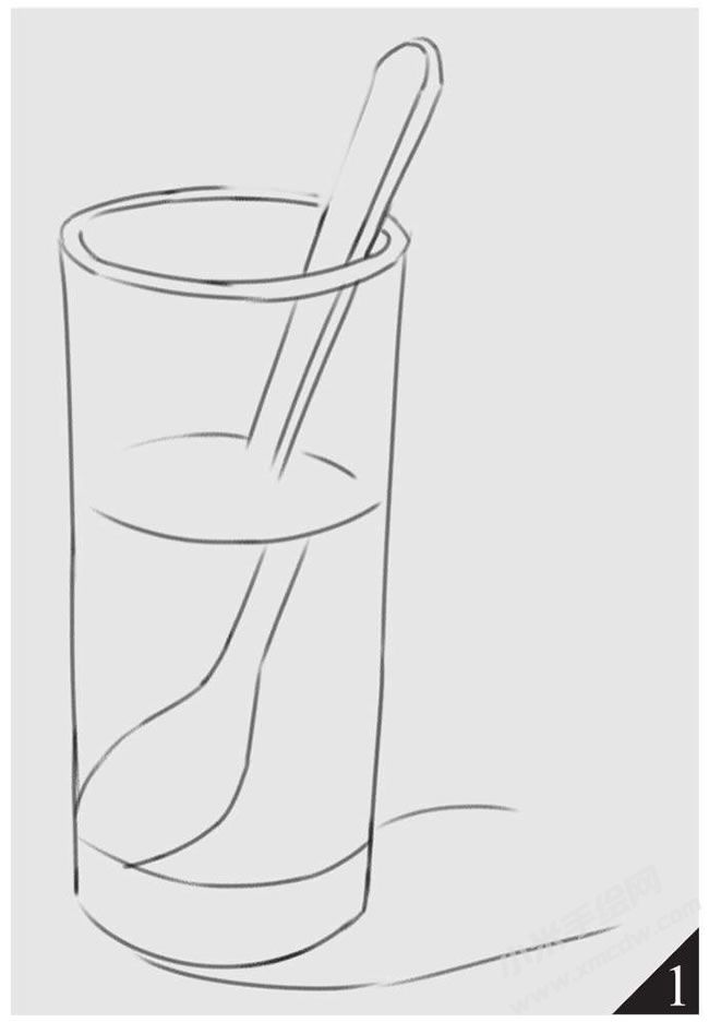 玻璃水杯素描畫法步驟圖示01.jpg
