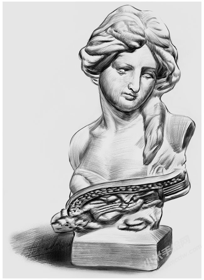 琴女素描圖片，琴女素描作品.jpg