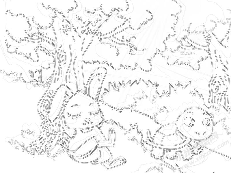龜兔賽跑兒童插畫線稿.jpg