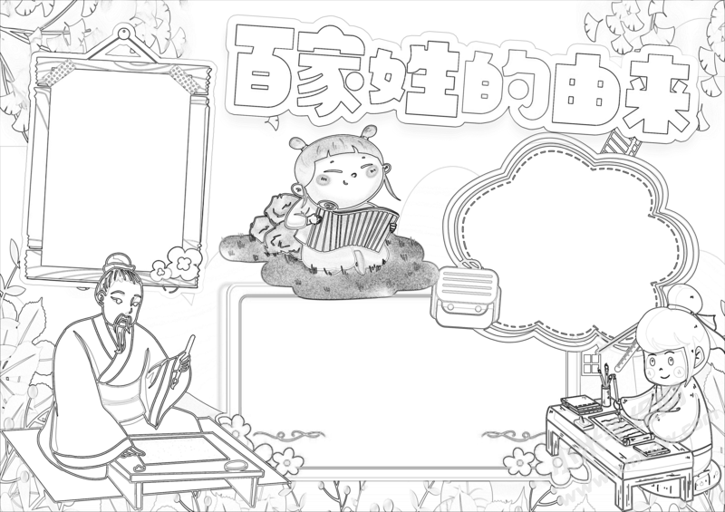 百家姓的由來手抄報(bào)黑白線稿（第一版）.png