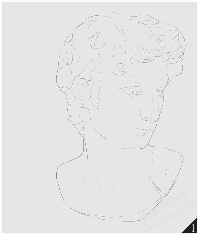 大衛(wèi)的素描畫法步驟圖示01.jpg