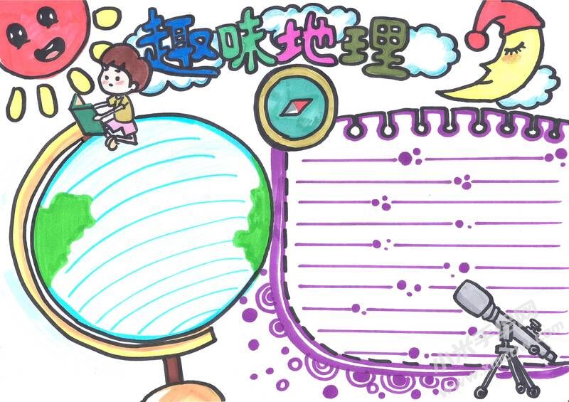趣味地理手抄報模板無字版.jpg