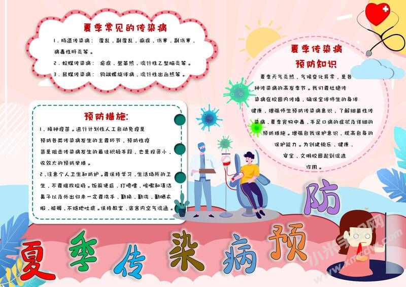 夏季傳染病預防手抄報模板有字版.jpg