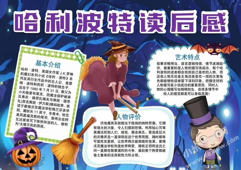 哈利波特讀后感手抄報模板有字版.jpg