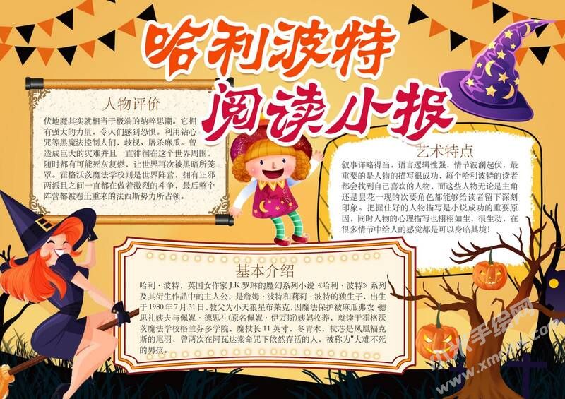 哈利波特閱讀小報(bào)手抄報(bào)模板有字版.jpg