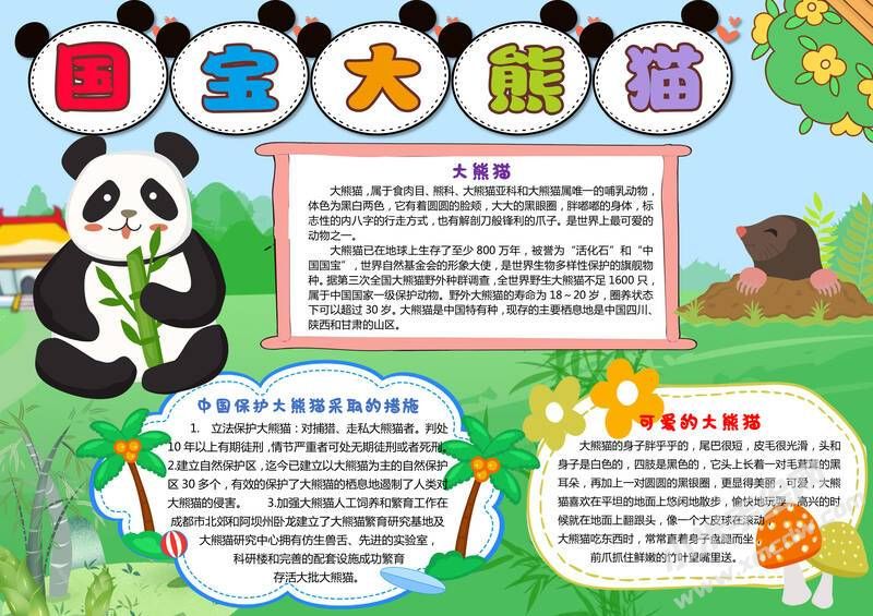 國寶大熊貓手抄報(bào)模板有字版（第二版）.jpg