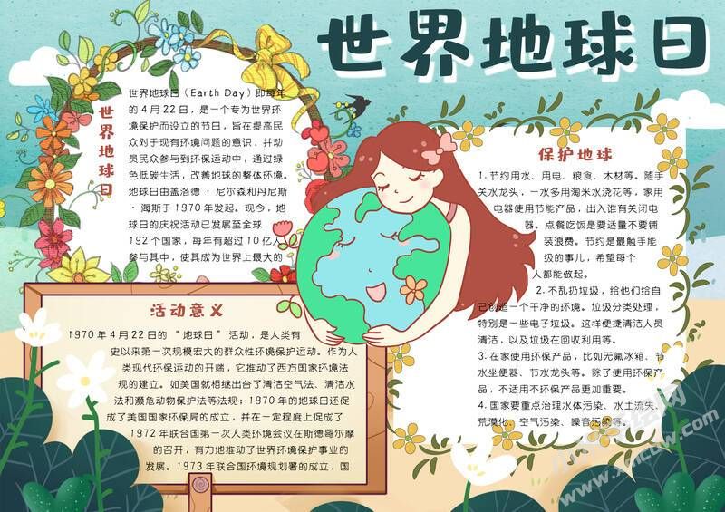 世界地球日手抄報(bào)模板有字版.jpg