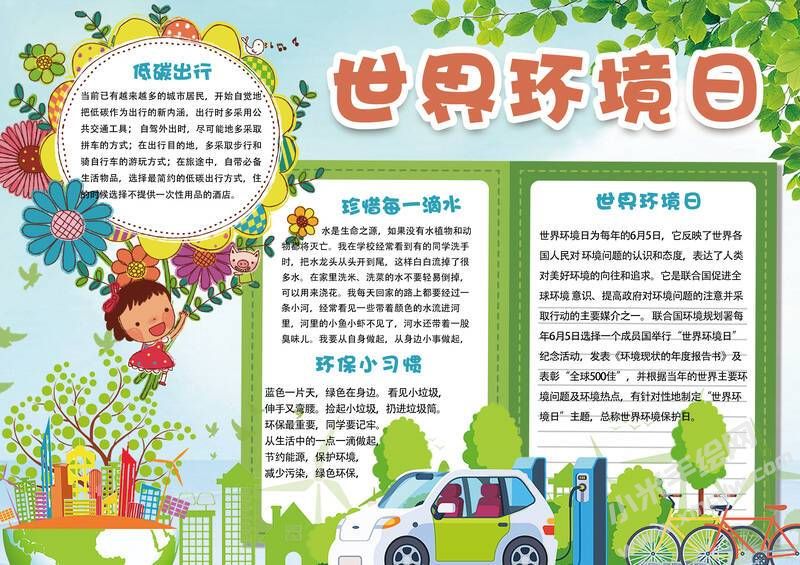 世界環(huán)境日手抄報模板有字版.jpg