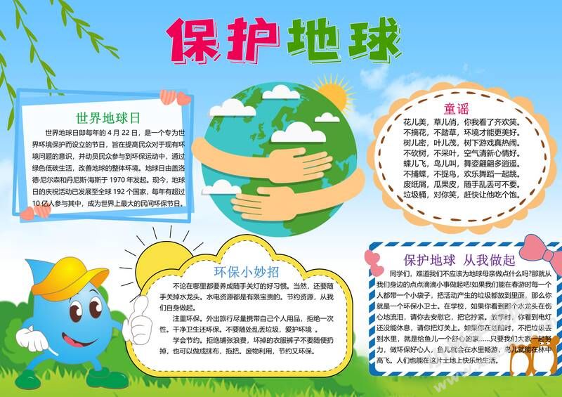 保護地球手抄報模板有字版.jpg