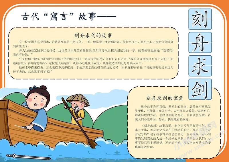 刻舟求劍手抄報模板有字版.jpg