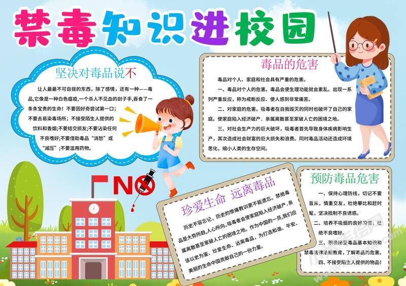禁毒知識進校園手抄報模板有字版.jpg