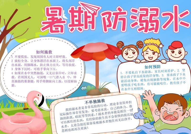 暑期防溺水手抄報模板有字版.jpg