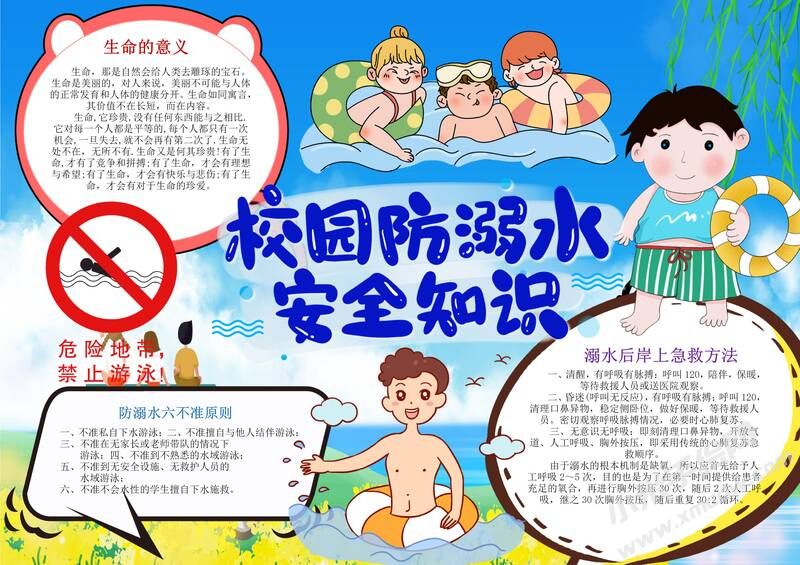 校園防溺水安全知識手抄報模板有字版.jpg
