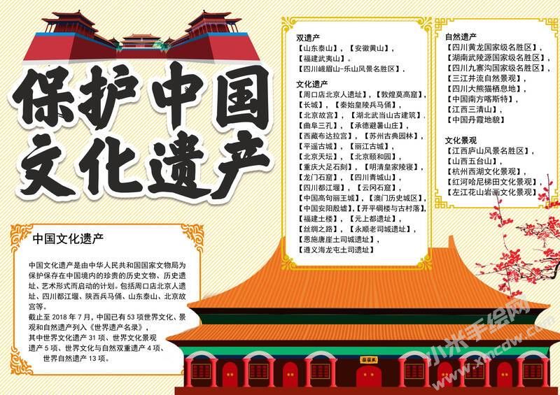 保護中國文化遺產(chǎn)手抄報模板有字版.jpg