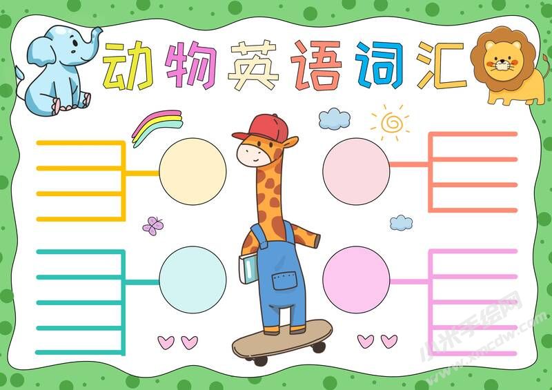 動(dòng)物英語(yǔ)詞匯手抄報(bào)模板無(wú)字版.jpg
