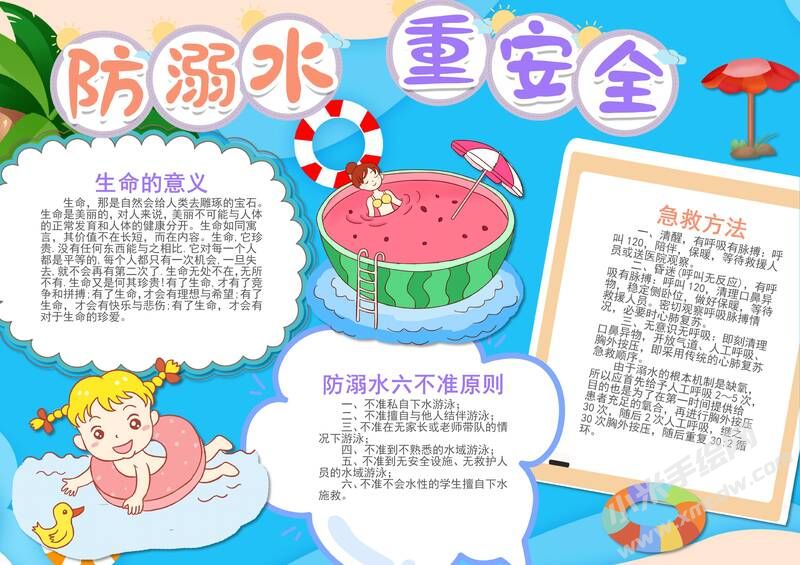 防溺水重安全手抄報模板有字版.jpg