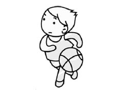 籃球運(yùn)動(dòng)員幼兒簡(jiǎn)筆畫(huà)步驟圖示