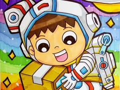蠟筆畫宇宙快遞員科幻作品